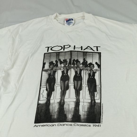 VTG 90s Tap Musical Dance Movie Top Hat SINGLE STICH T Shirt XL Hanes Beefy T - Picture 3 of 16